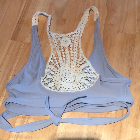 L*space bikini top. Purple with cream crochet. S - Picture 2 of 3